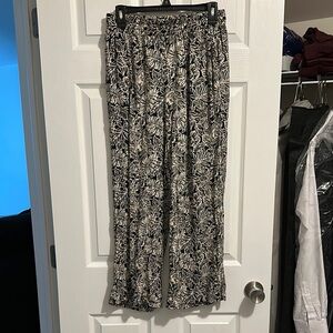 Panama Jack Black and White Leaf Print Trousers